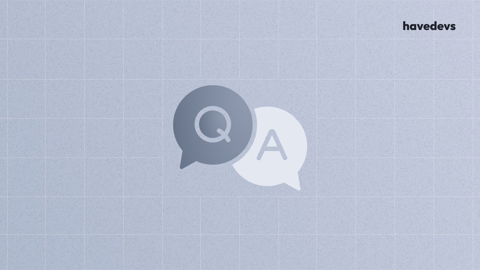 Illustration of Q&A speech bubbles, representing Havedevs' FAQ and support services.